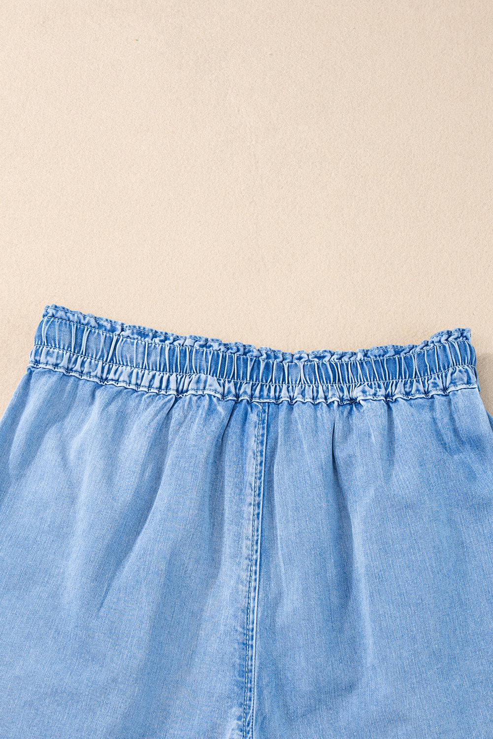 Reina Casual Chambray Drawstring Shorts From Threaded Pear
