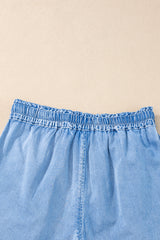 Reina Casual Chambray Drawstring Shorts From Threaded Pear