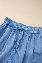 Reina Casual Chambray Drawstring Shorts From Threaded Pear