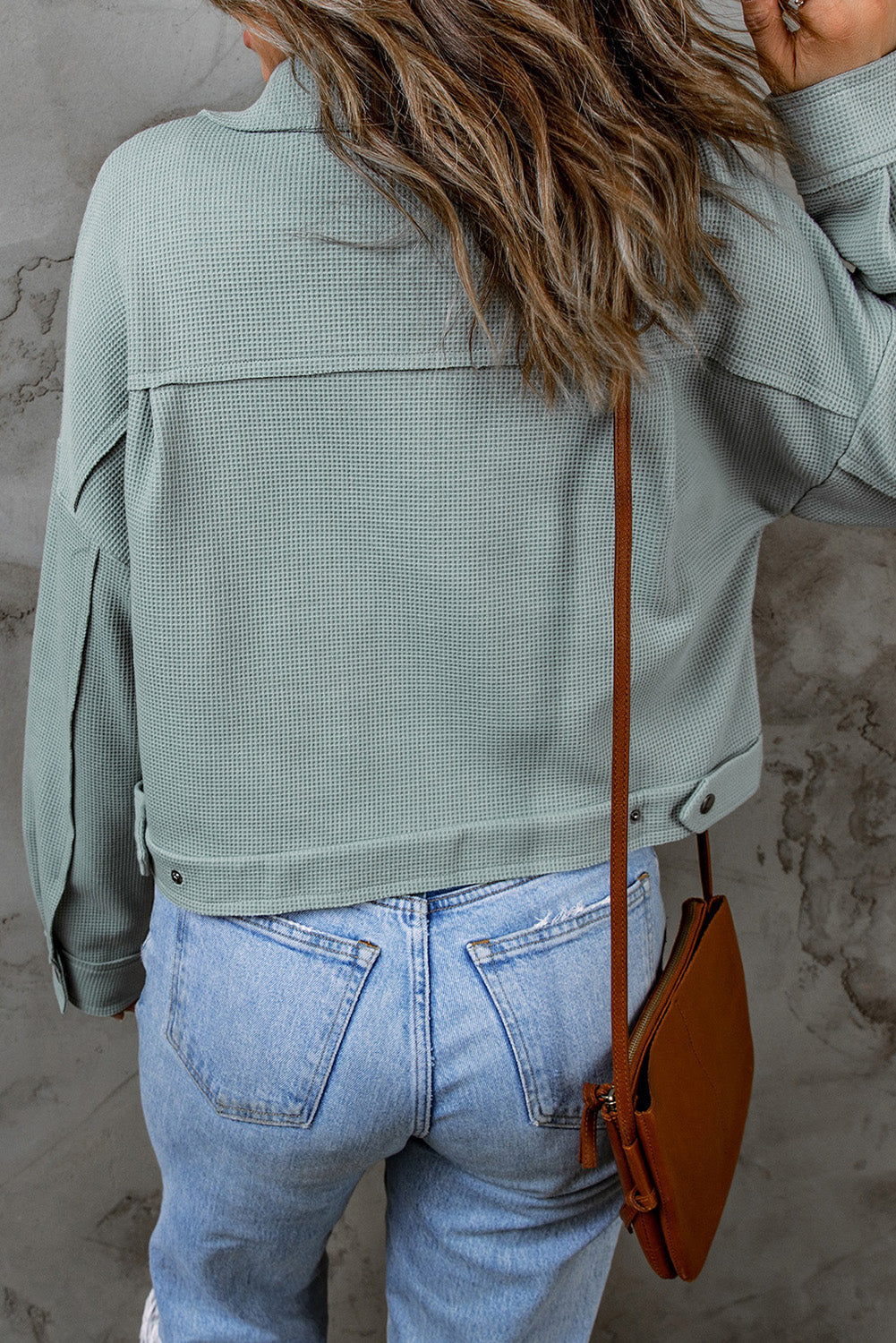 Amaris Waffle Knit Buttons Cropped Jacket from Threaded Pear