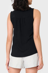 Crochet Ruffle Placket Button Front Blouse from Gibsonlook