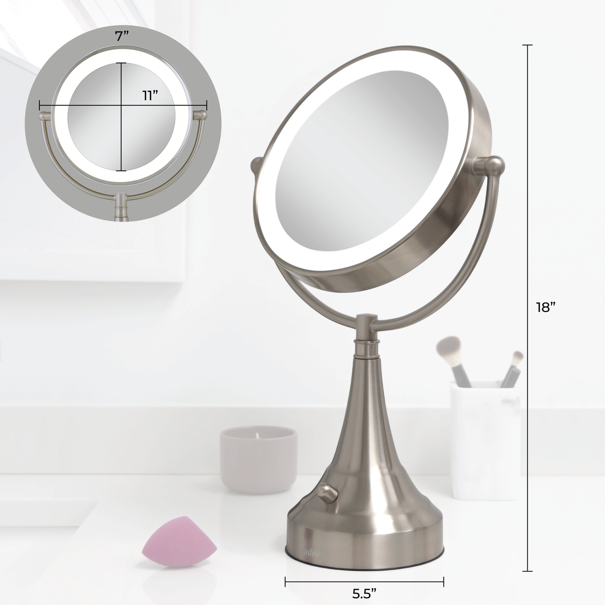 Lighted Makeup Mirror with Magnification & Battery/Cordless from Zadro