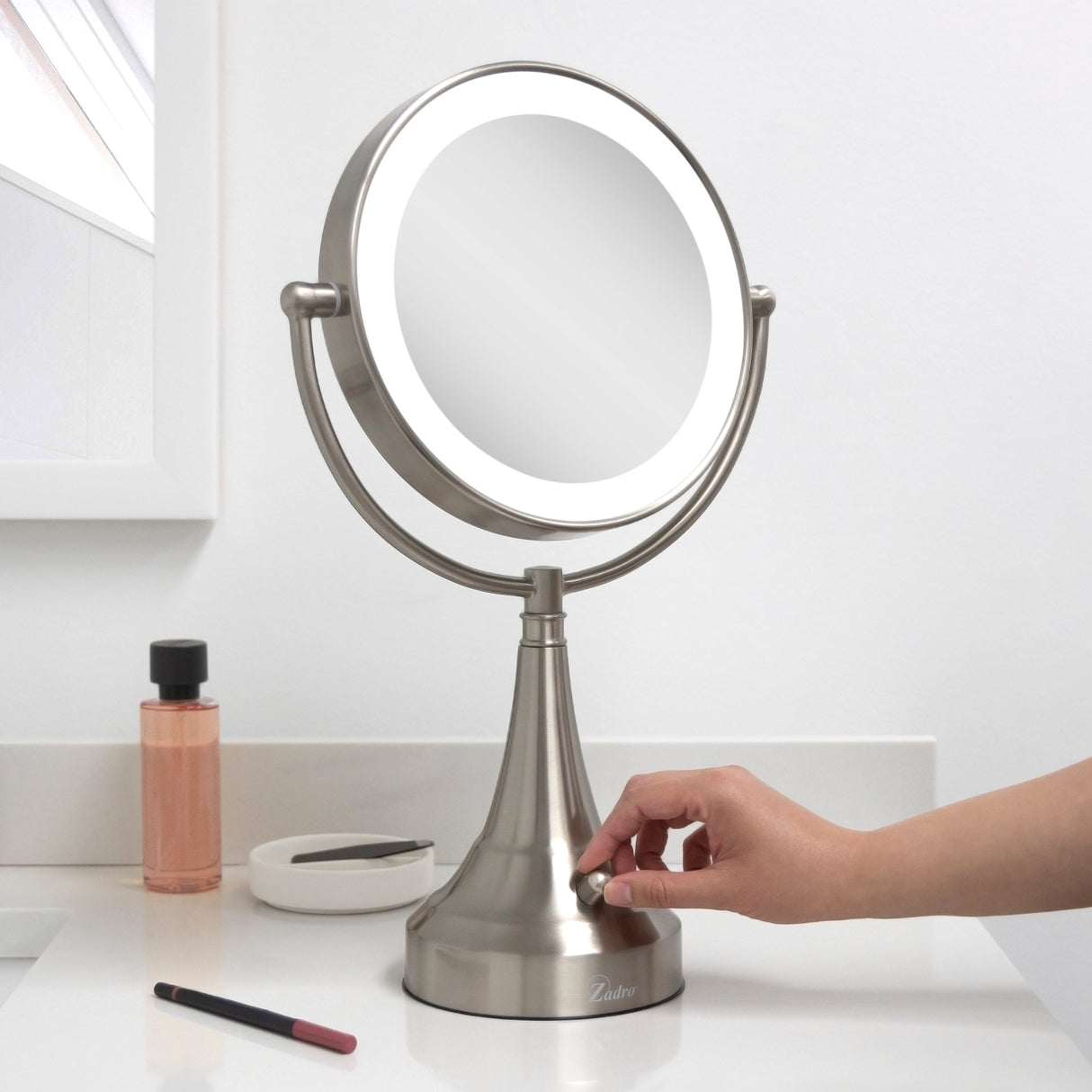 Lighted Makeup Mirror with Magnification & Battery/Cordless from Zadro