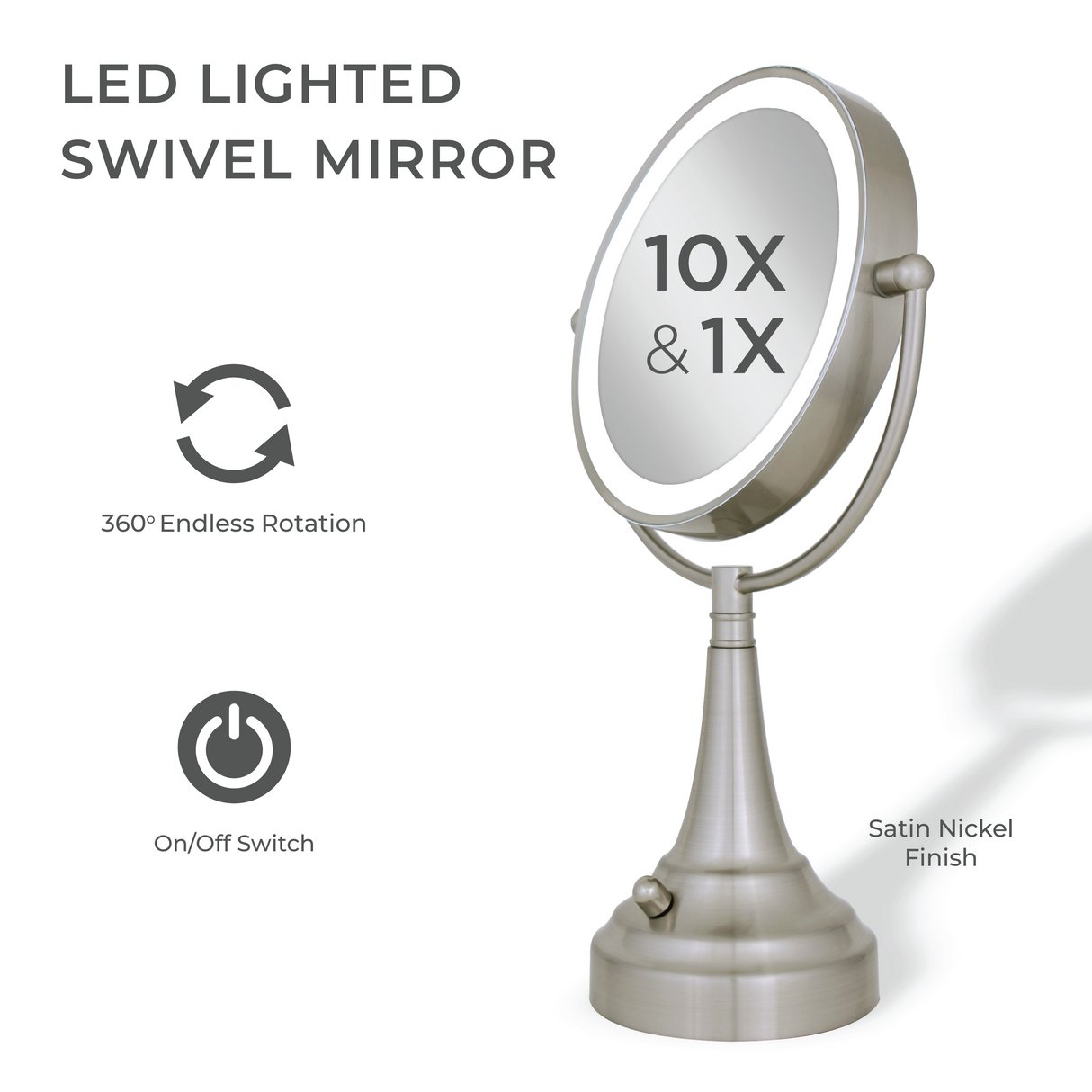 Lighted Makeup Mirror with Magnification & Battery/Cordless from Zadro