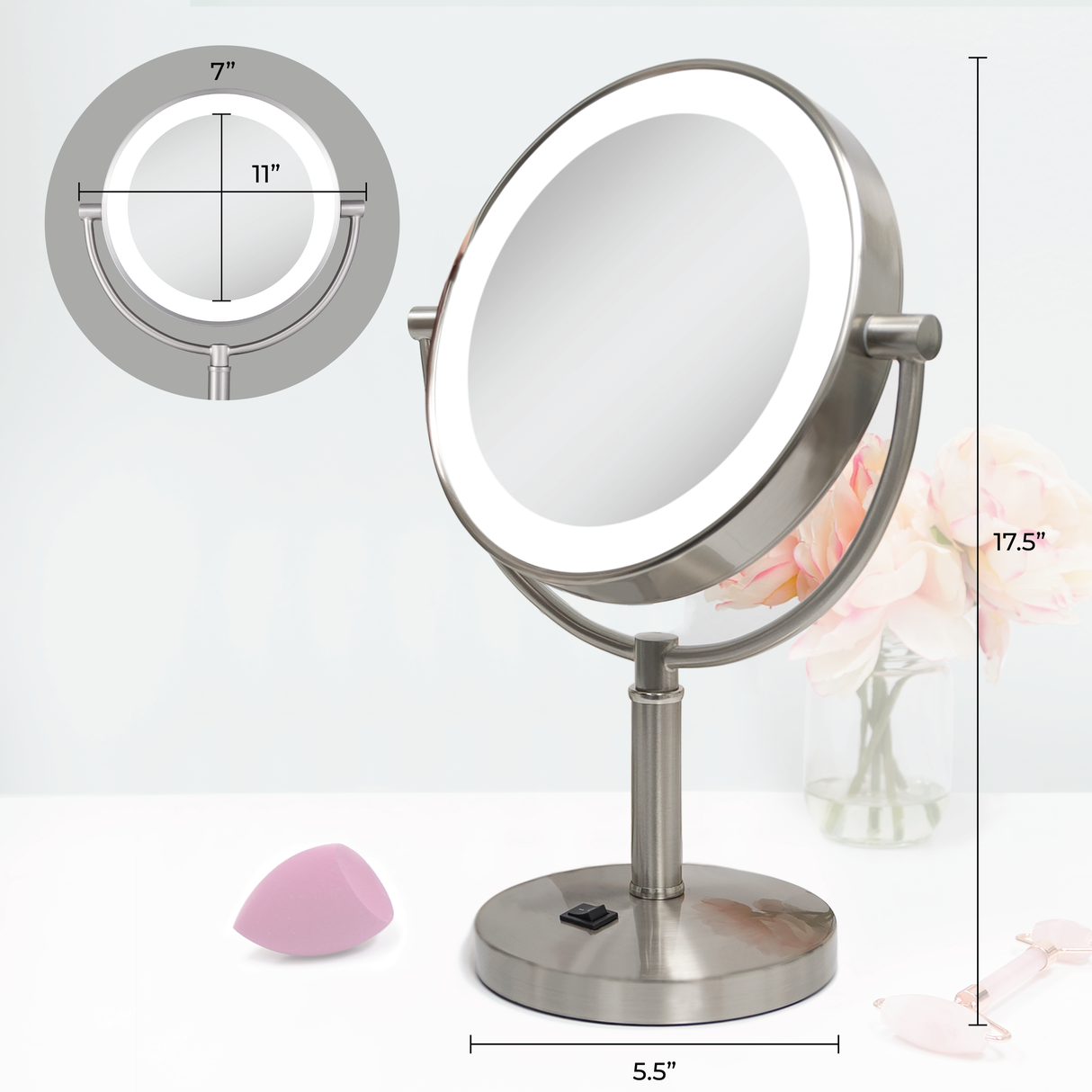 Laguna Lighted Makeup Mirror with Magnification from Zadro