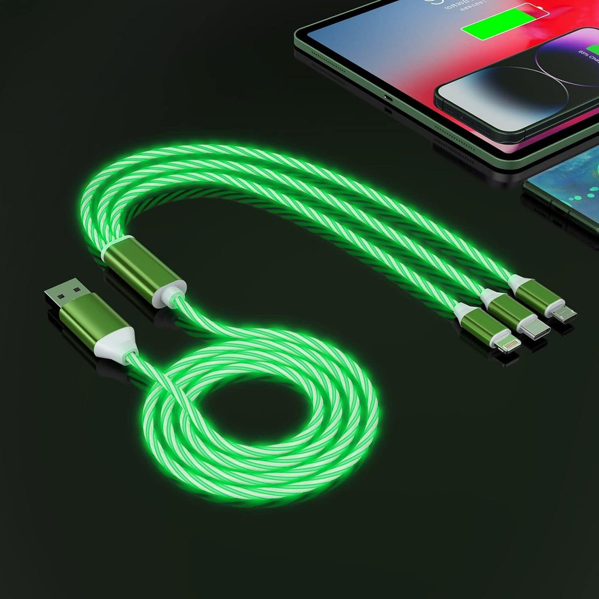 6 foot 3-in-1 Light Up Cable - Pack of 12 from Mila Lifestyle Accessories