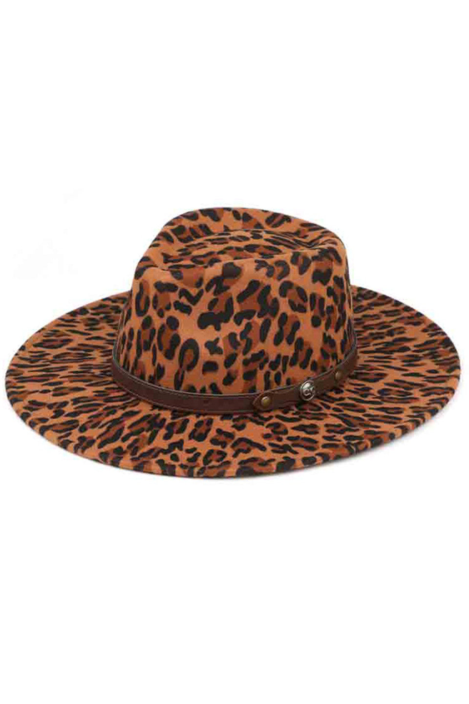 C.C Leopard Pattern Vegan Felt Panama Hat from Madeline Love