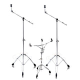 3 PACK - Cymbal Stand With Boom Arm & Snare Drum Stand Kit by GRIFFIN | Percussion Chrome Gear Hardware Set with Double Braced Legs | Counterweight Adapter for Mounting Crash, Ride, Splash Cymbals from GeekStands.com