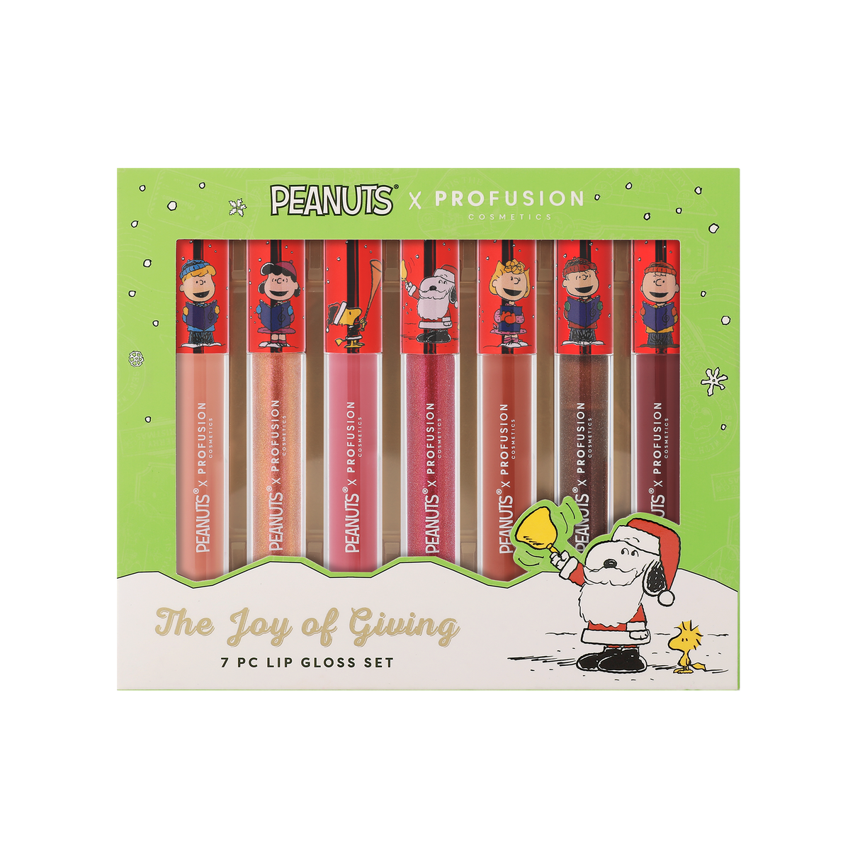 Peanuts Holiday | The Joy of Giving 7PC Lip Gloss Set from Profusion Cosmetics