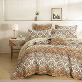 DaDa Bedding Bohemian Floral Paisley Garden Coral Teal Quilted Bedspread Set (LH1403) from DaDalogy Bedding Collection