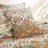 DaDa Bedding Bohemian Floral Paisley Garden Coral Teal Quilted Bedspread Set (LH1403) from DaDalogy Bedding Collection