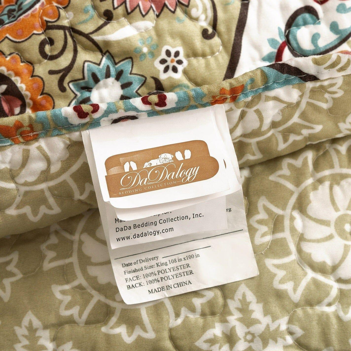 DaDa Bedding Bohemian Floral Paisley Garden Coral Teal Quilted Bedspread Set (LH1403) from DaDalogy Bedding Collection