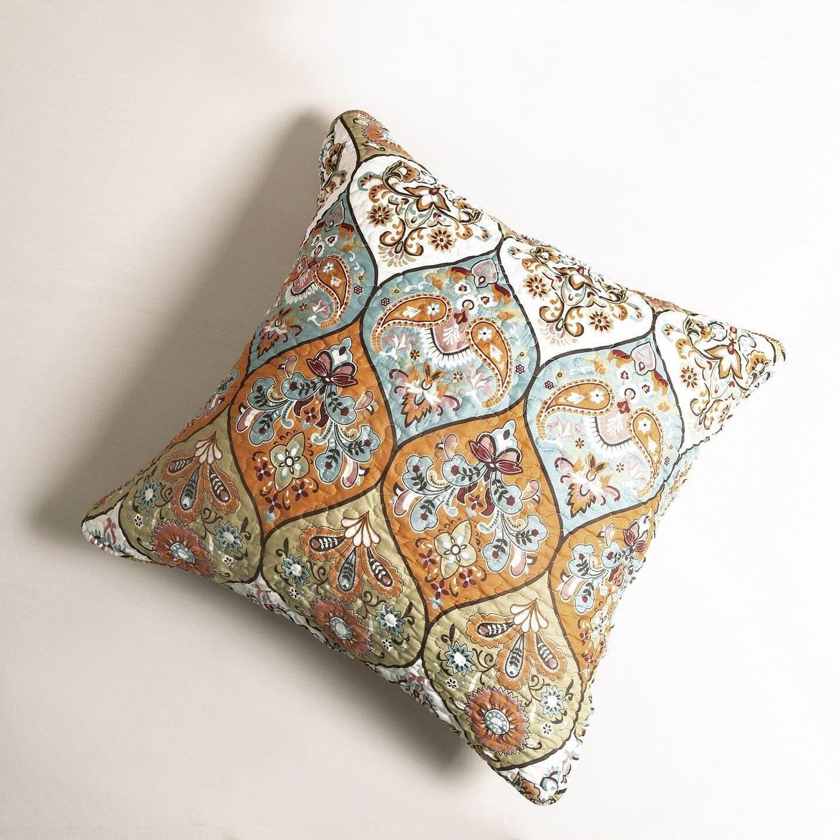 DaDa Bedding Bohemian Floral Paisley Garden Coral Teal Quilted Bedspread Set (LH1403) from DaDalogy Bedding Collection