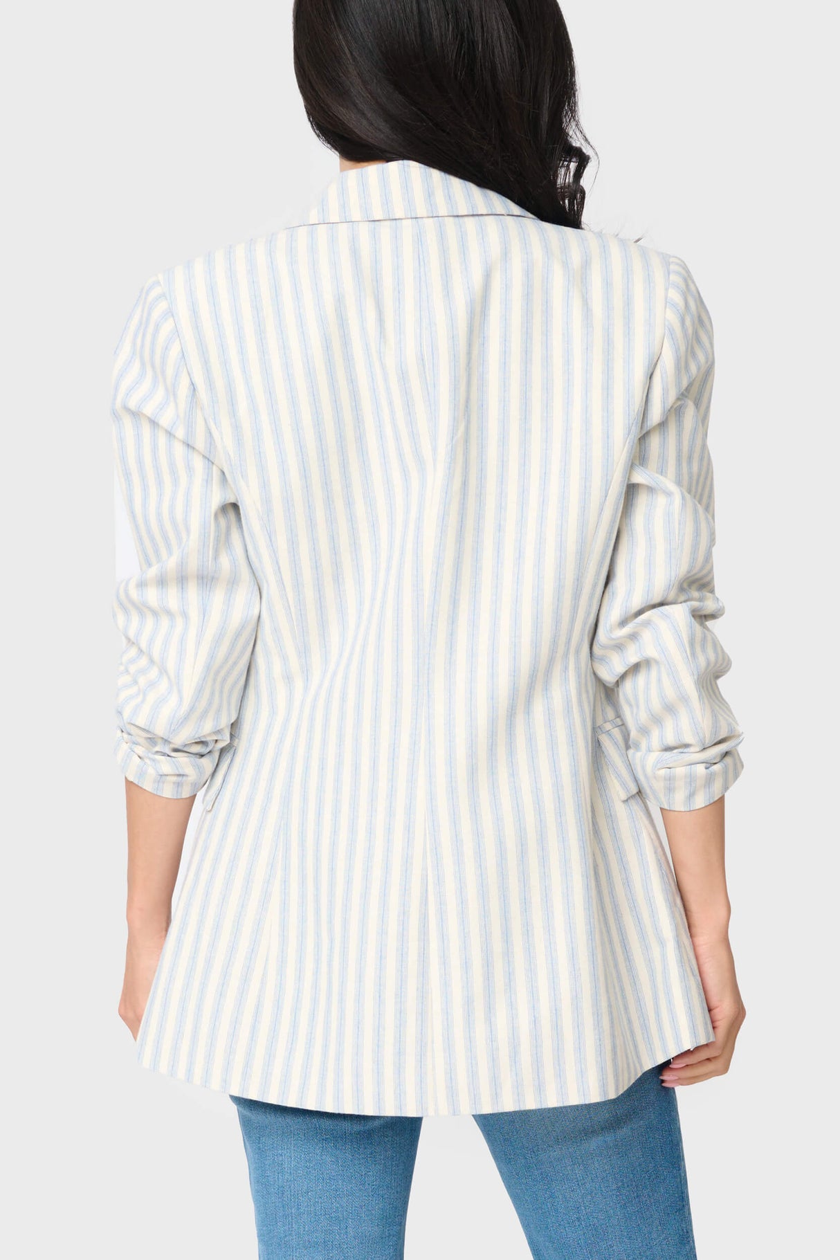 Long Line Striped Linen Blazer from Gibsonlook