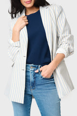 Long Line Striped Linen Blazer from Gibsonlook