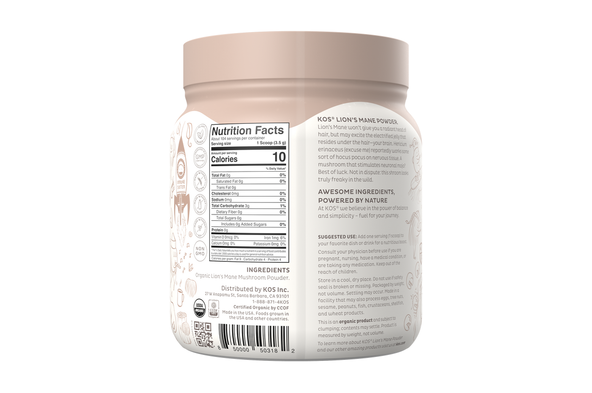 KOS Organic Lion's Mane Powder from KOS.com