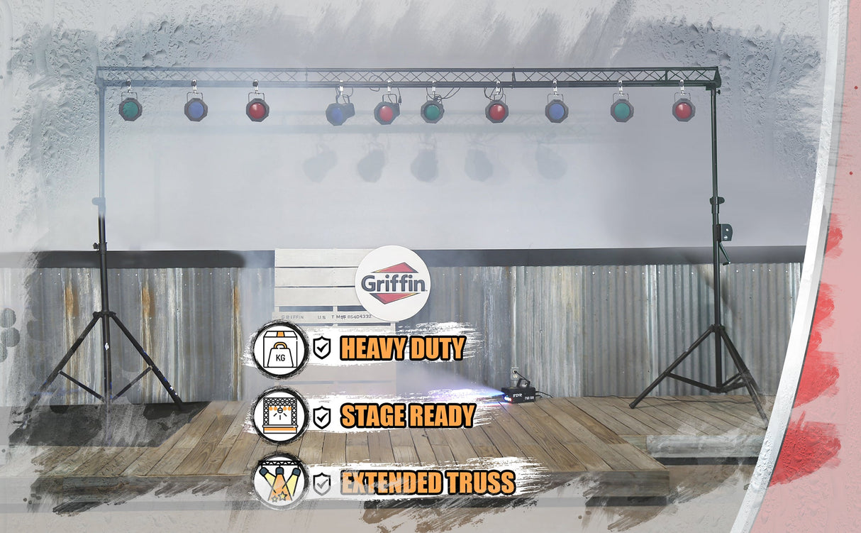 GRIFFIN - Crank Up Triangle Light Truss System - DJ Booth Trussing Stand Kit for Light Cans from GeekStands