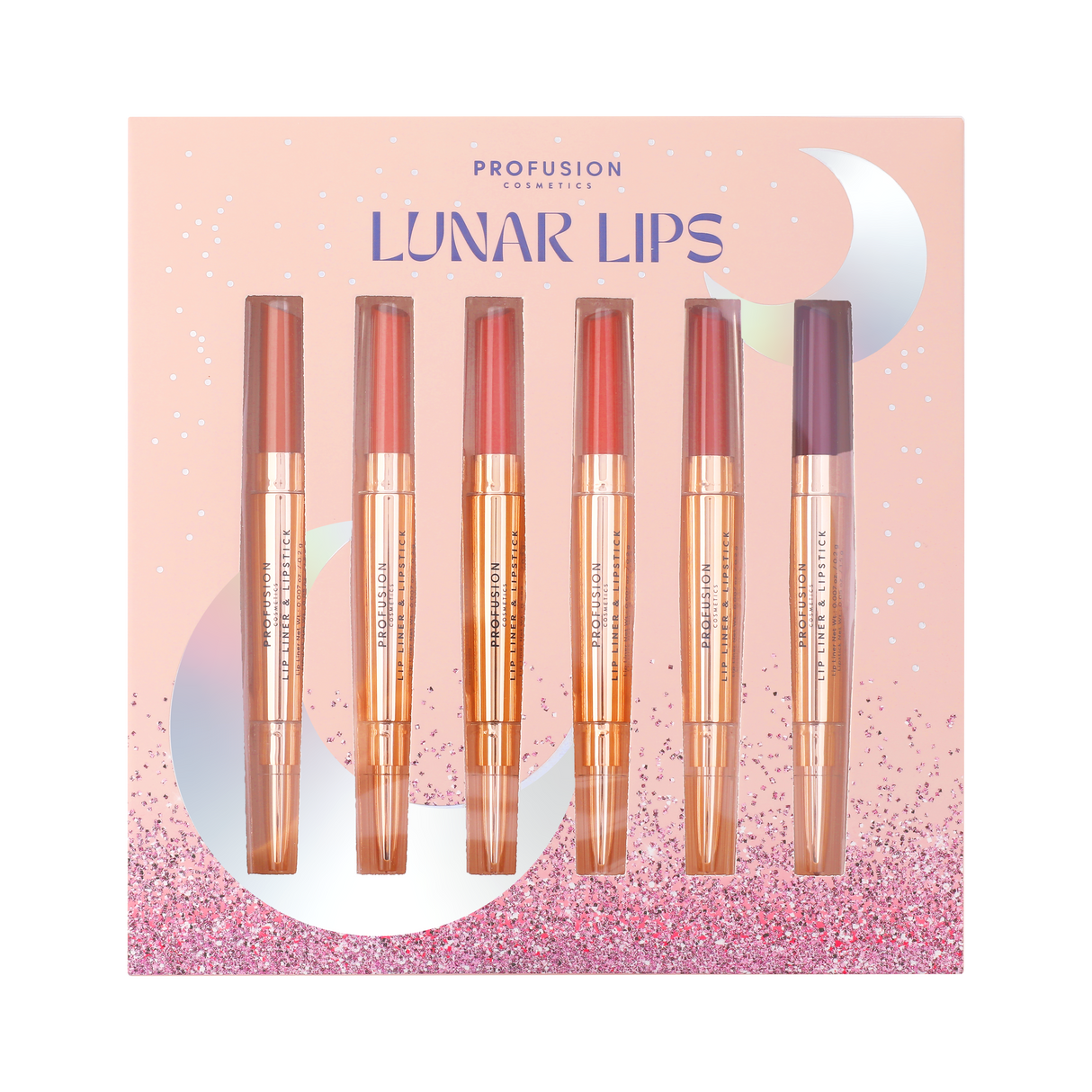 Lunar Lips 6 PC Lipstick & Liner Set from Profusion Cosmetics