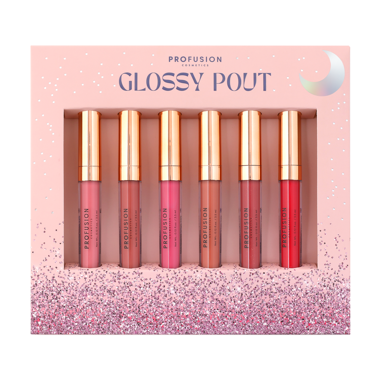 Glossy Pout 6 PC Lip Gloss Set from Profusion Cosmetics