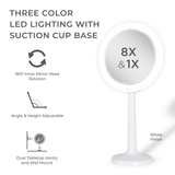 Hudson Lighted Makeup Mirror with Magnification & Suction Cup from Zadro