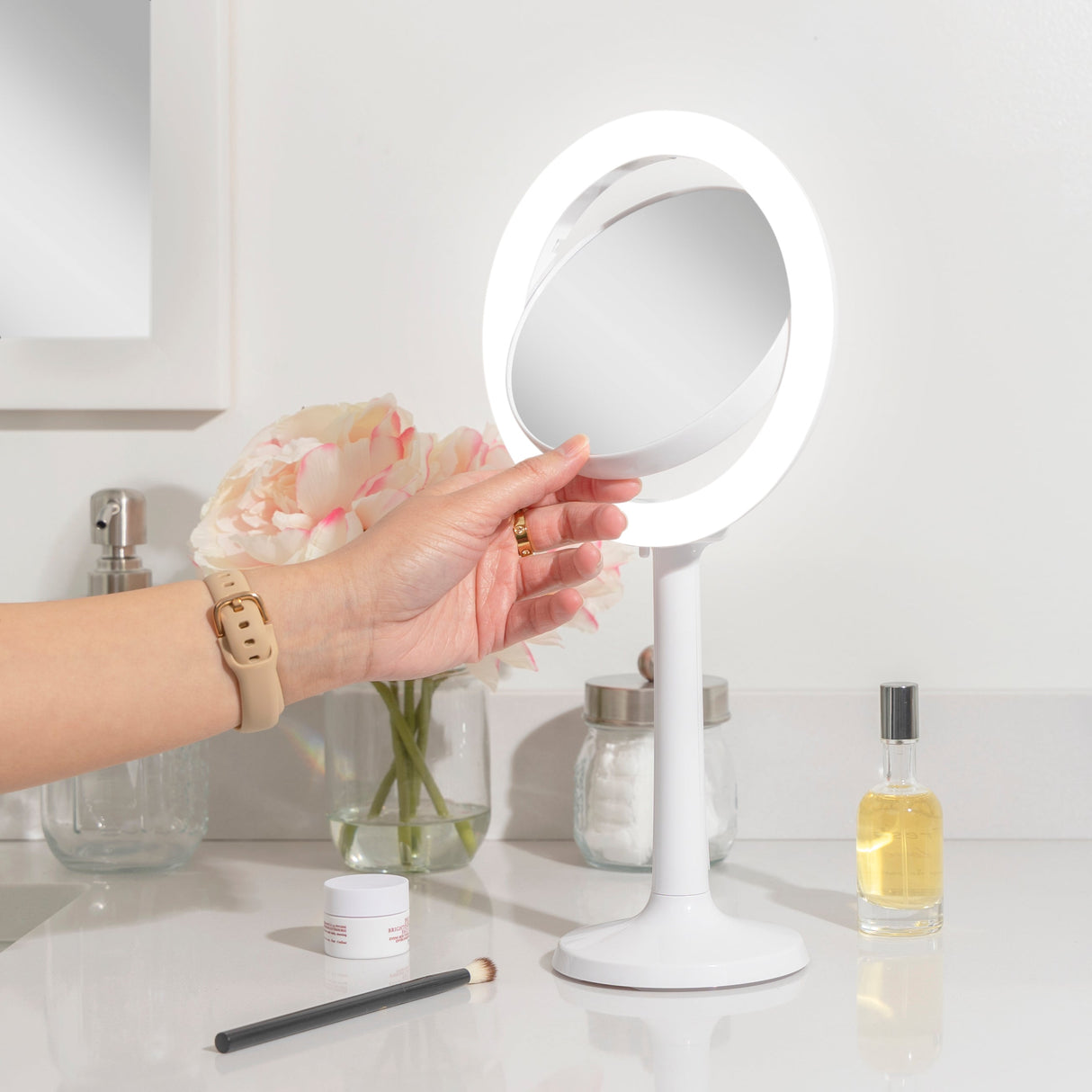 Hudson Lighted Makeup Mirror with Magnification & Suction Cup from Zadro