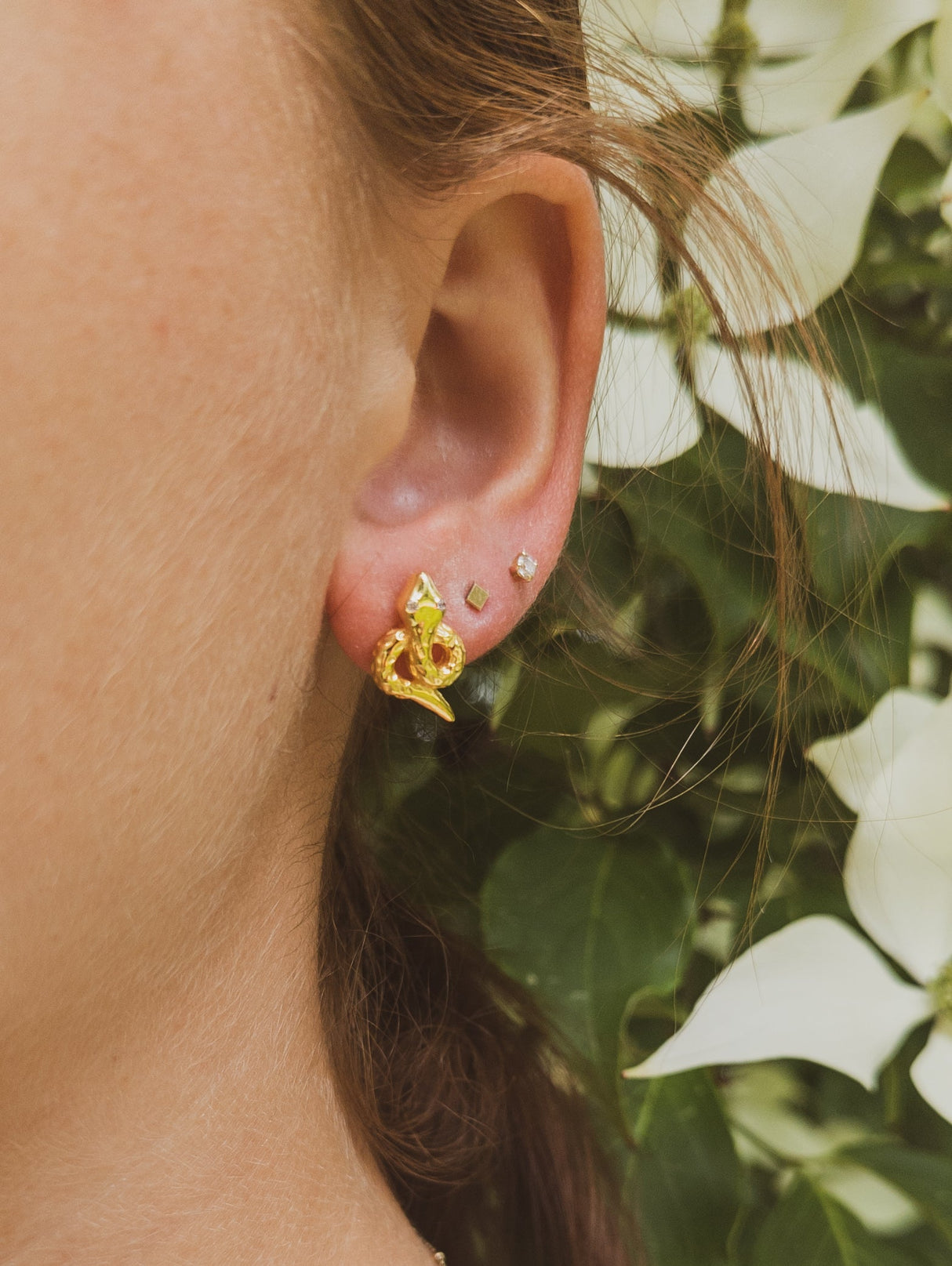 Tiny Snake Stud Earrings from Ash & Rose