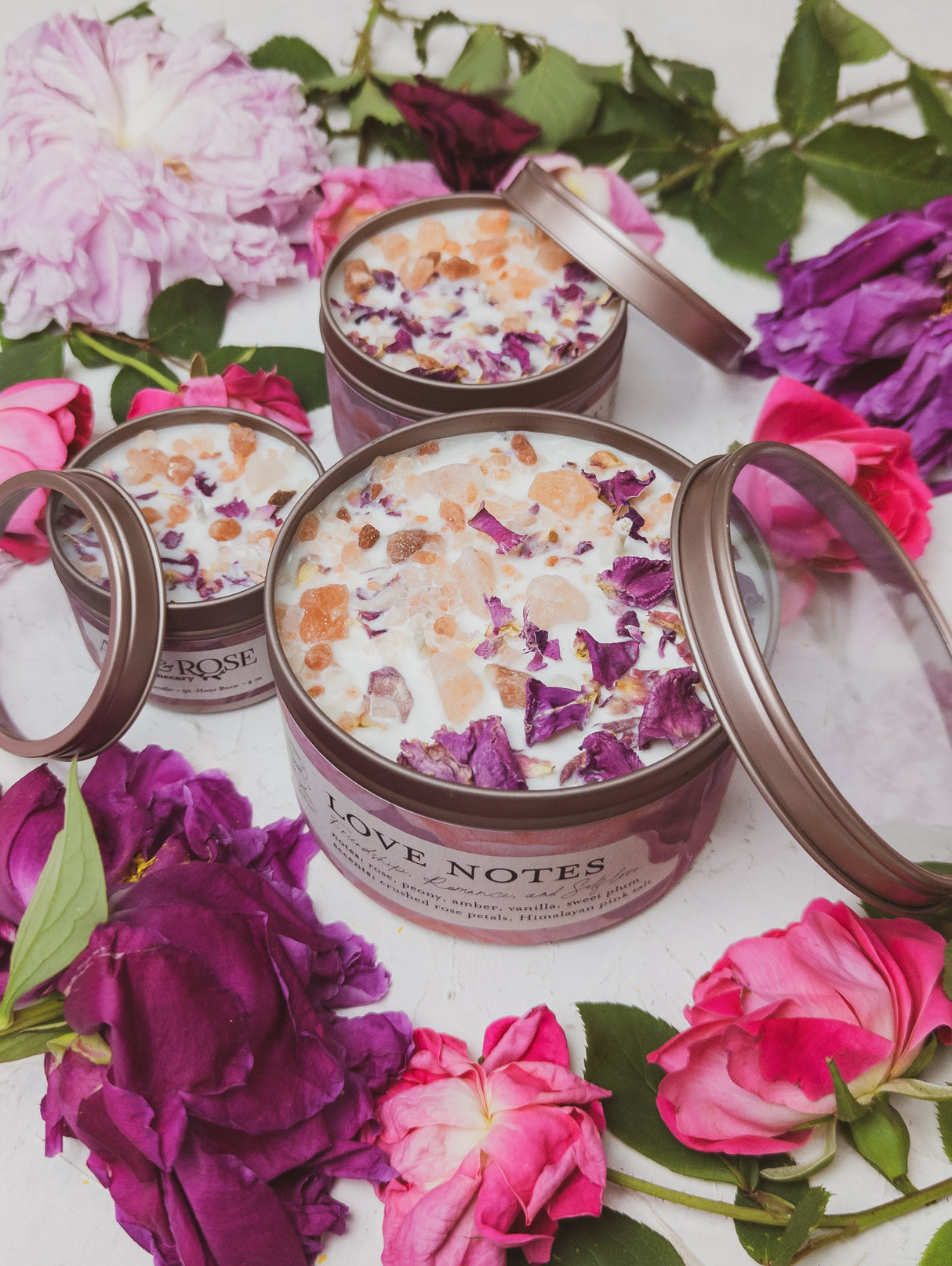 LOVE NOTES Rose + Pink Salt Candle from Ash & Rose