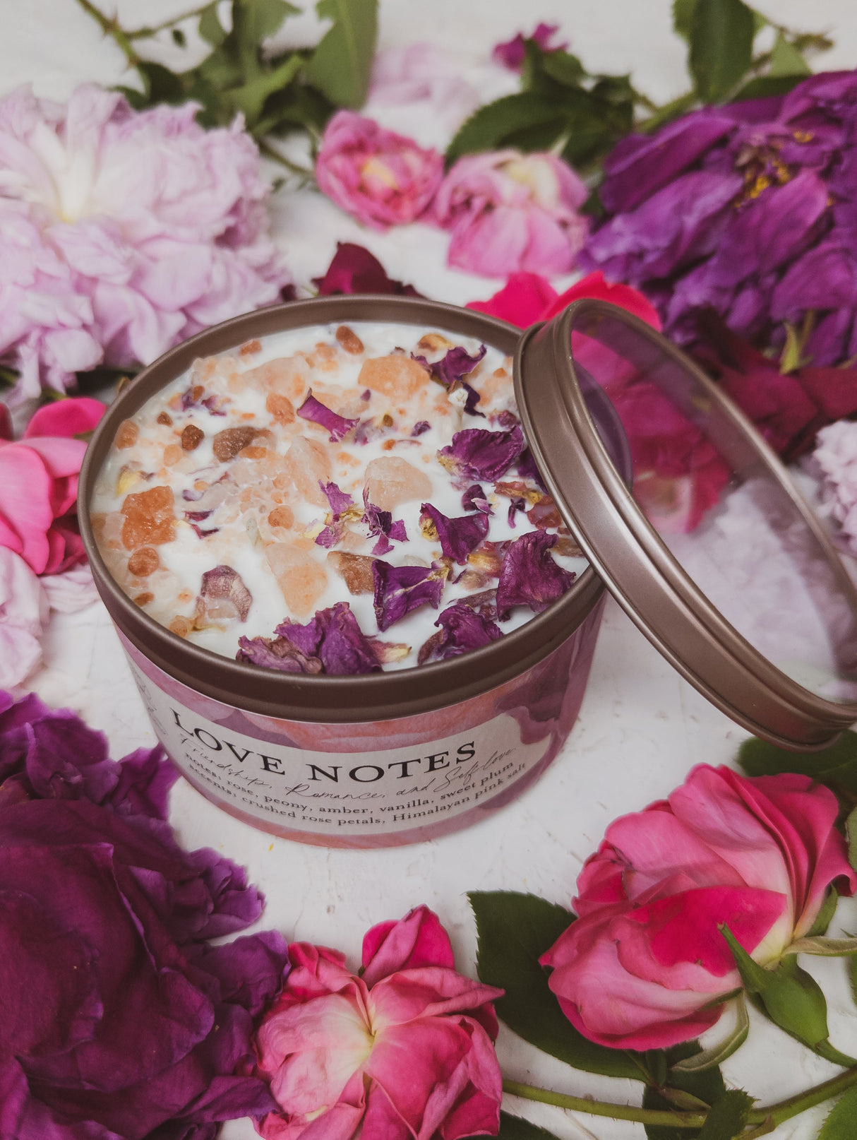 LOVE NOTES Rose + Pink Salt Candle from Ash & Rose