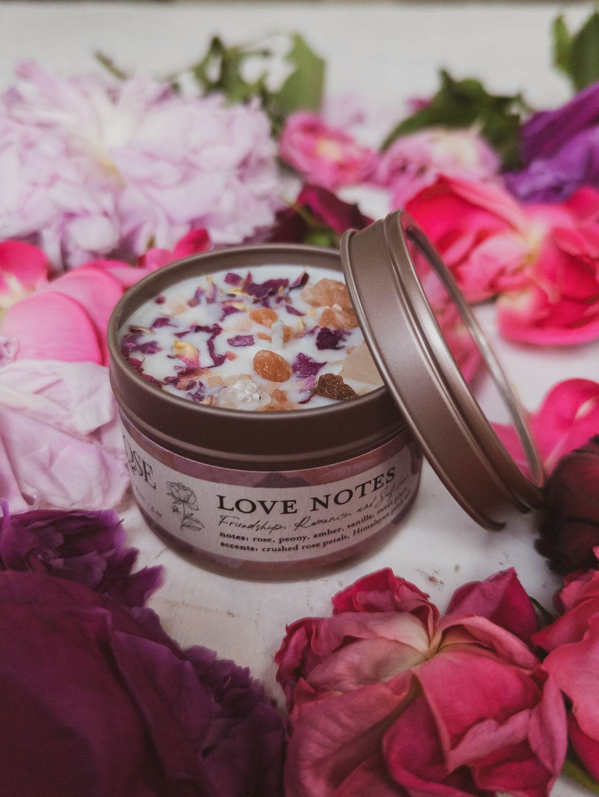 LOVE NOTES Rose + Pink Salt Candle from Ash & Rose