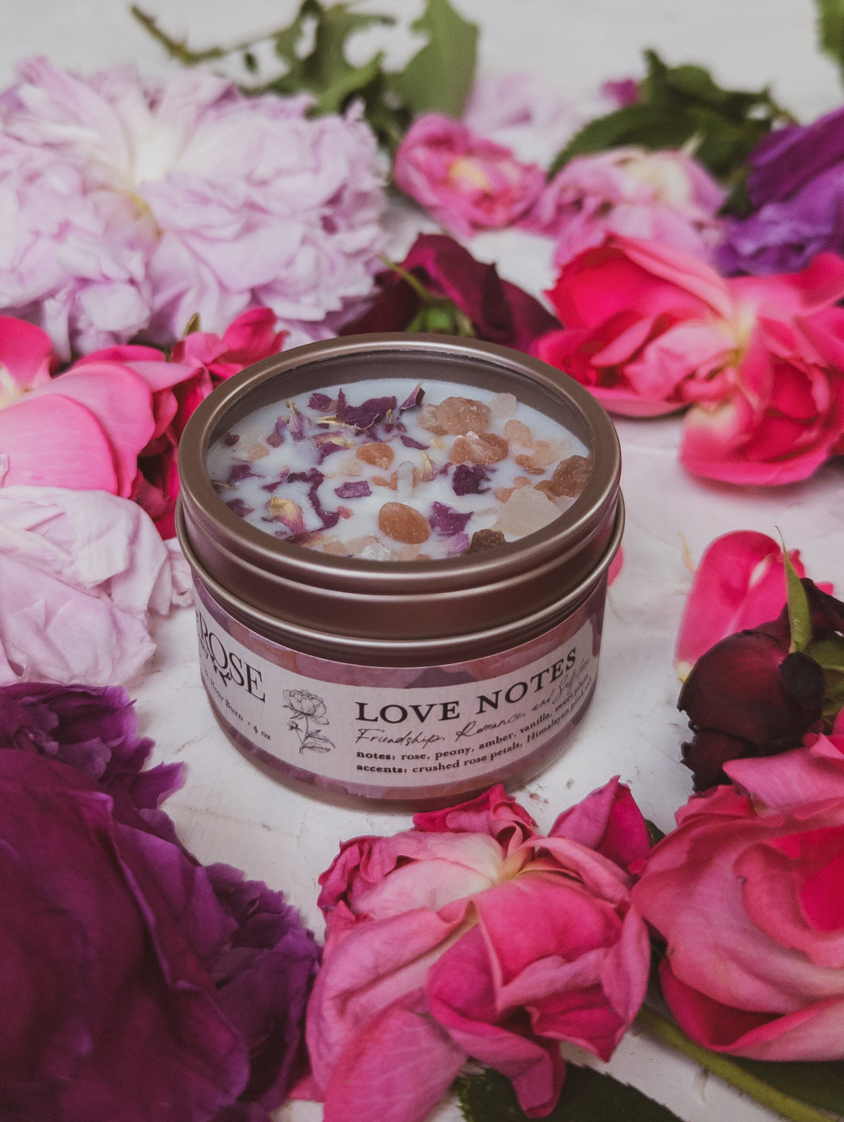 LOVE NOTES Rose + Pink Salt Candle from Ash & Rose