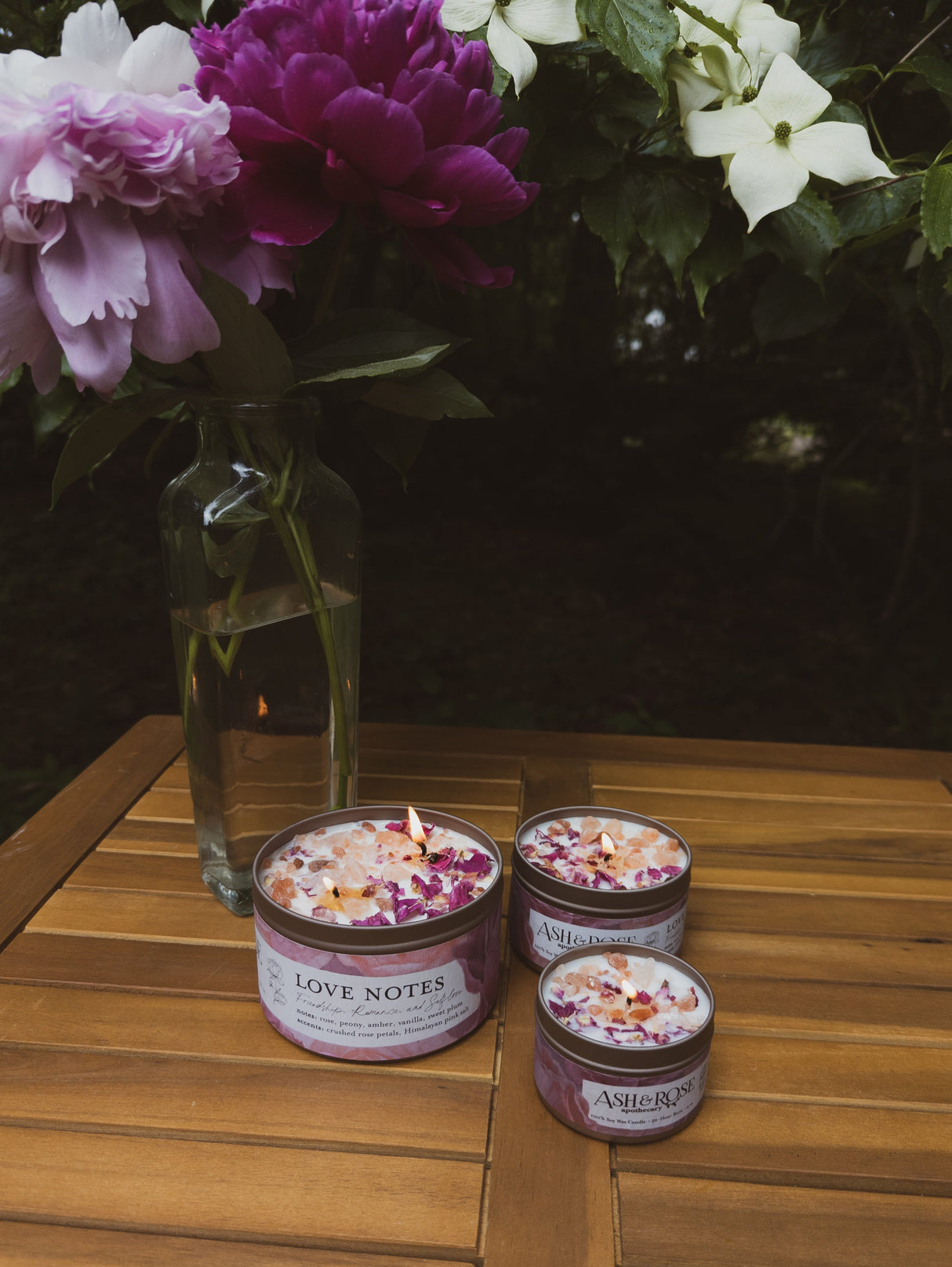 LOVE NOTES Rose + Pink Salt Candle from Ash & Rose