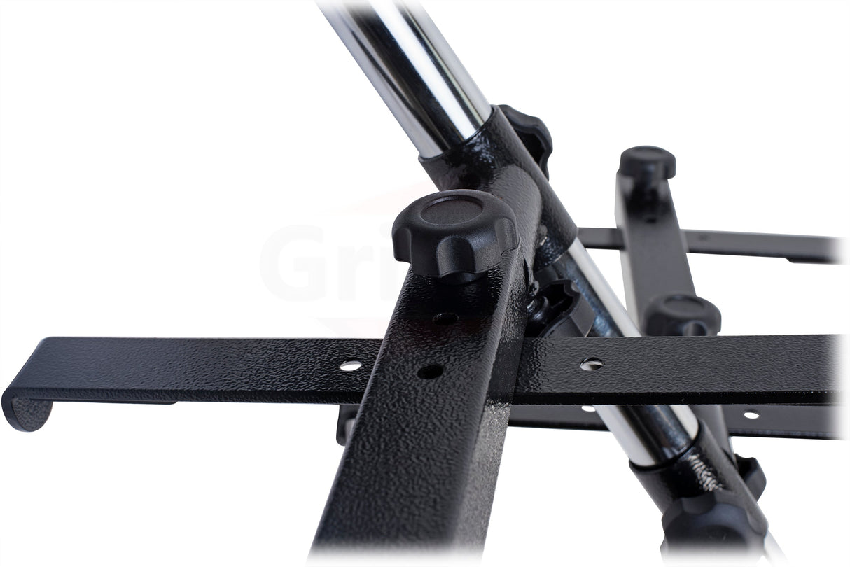 Double DJ Laptop Stand by FAT TOAD - 2 Tier PC Table Holder - Portable Computer Clamp Equipment Rack with Duel Mounts for Studio Mixers, Controllers from GeekStands