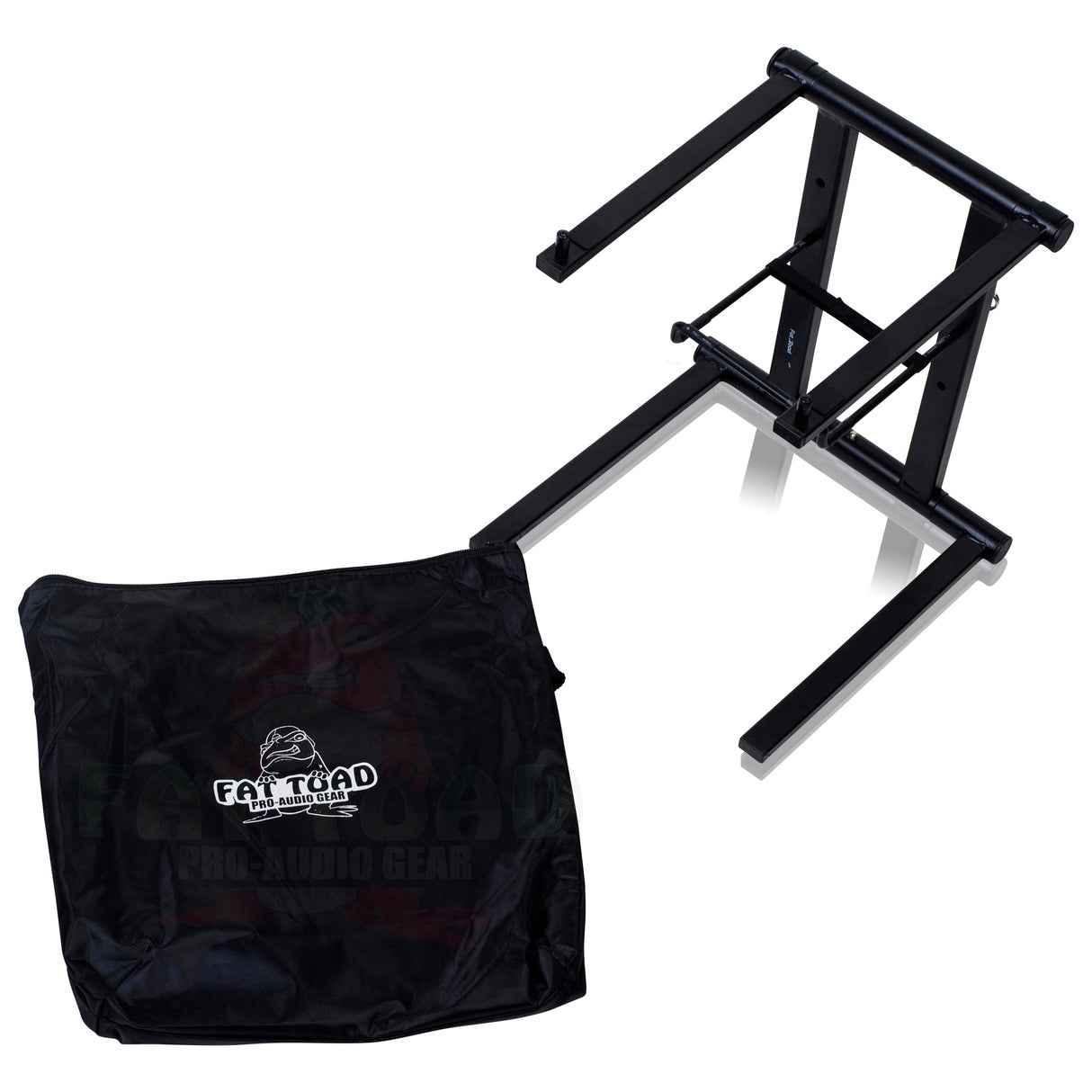 Folding DJ Laptop Stand with Sub-tray Shelf by FAT TOAD - Pro Audio Computer Table Top Rack Stand from GeekStands