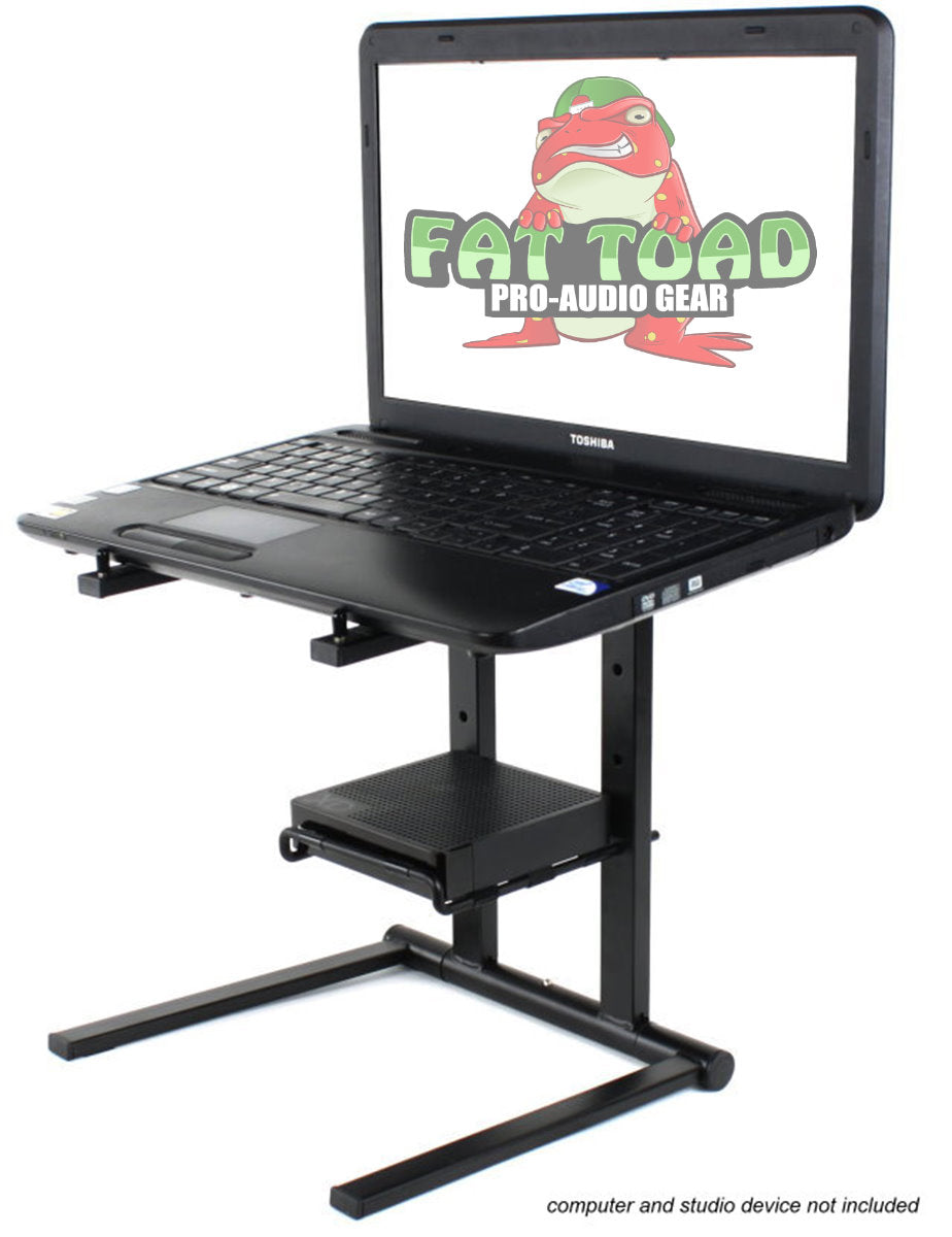 Folding DJ Laptop Stand with Sub-tray Shelf by FAT TOAD - Pro Audio Computer Table Top Rack Stand from GeekStands