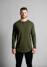 L/S Henley Curved Hem from Ten/10 Apparel