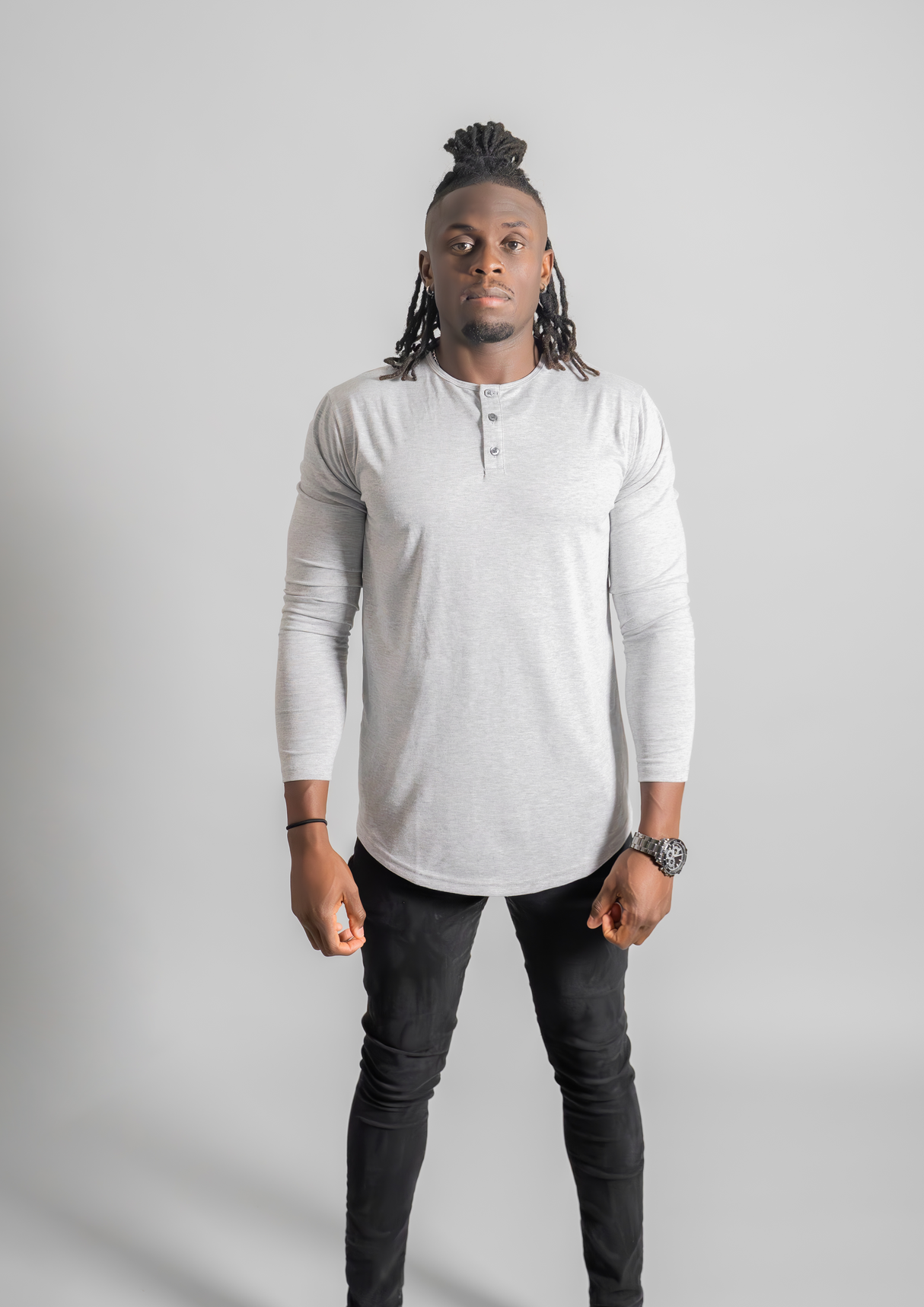 L/S Henley Curved Hem from Ten/10 Apparel