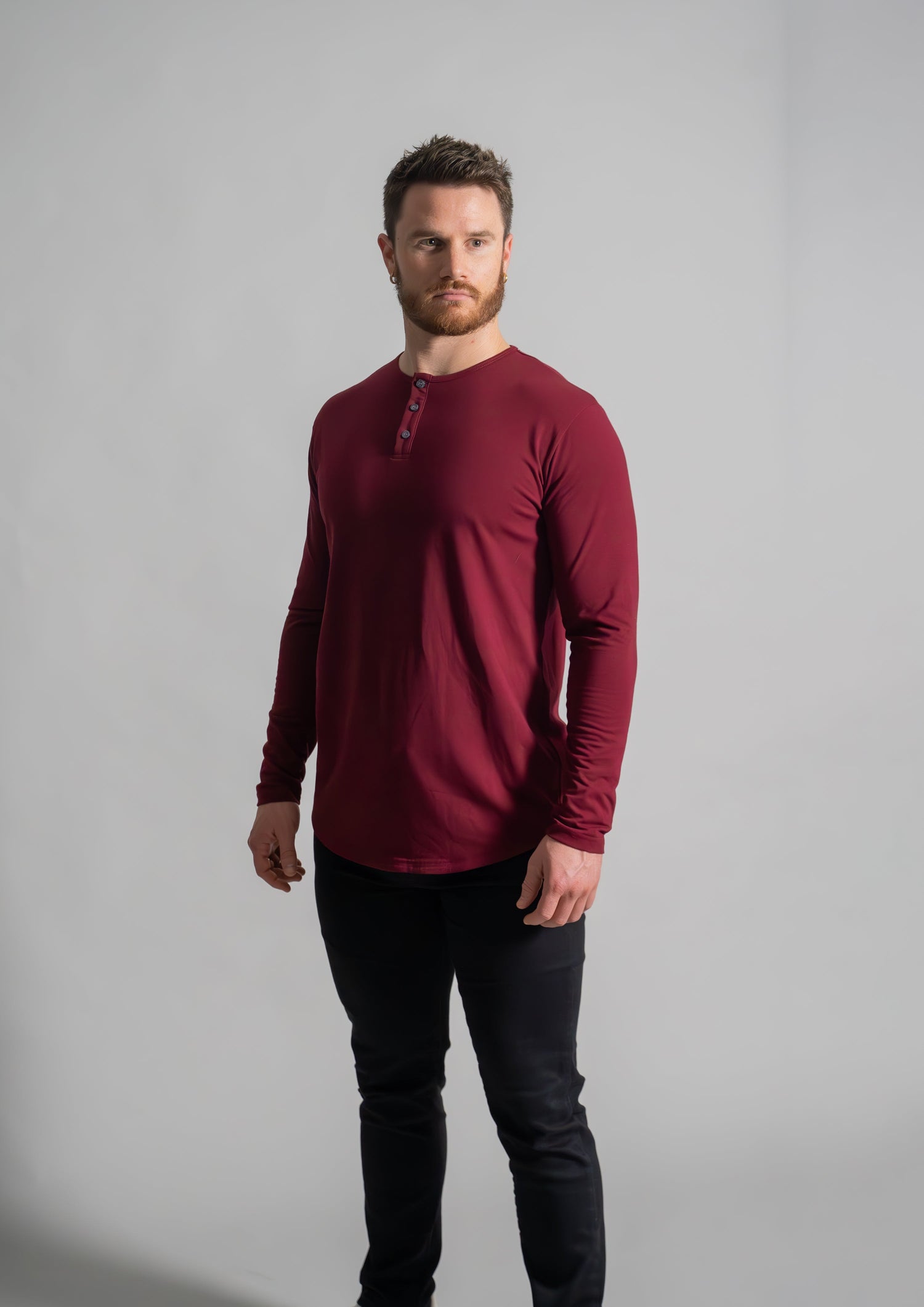 L/S Henley Curved Hem from Ten/10 Apparel
