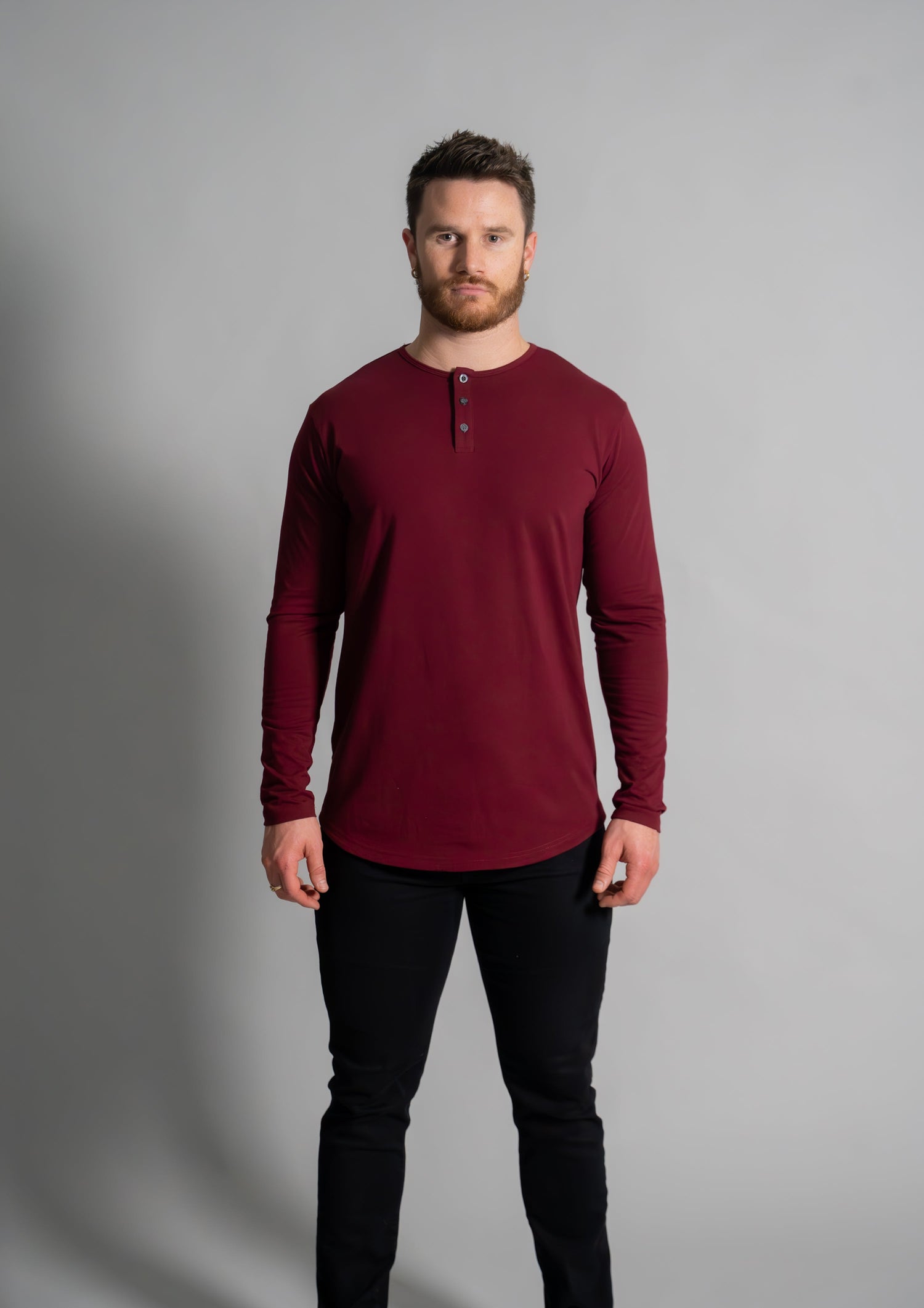 L/S Henley Curved Hem from Ten/10 Apparel
