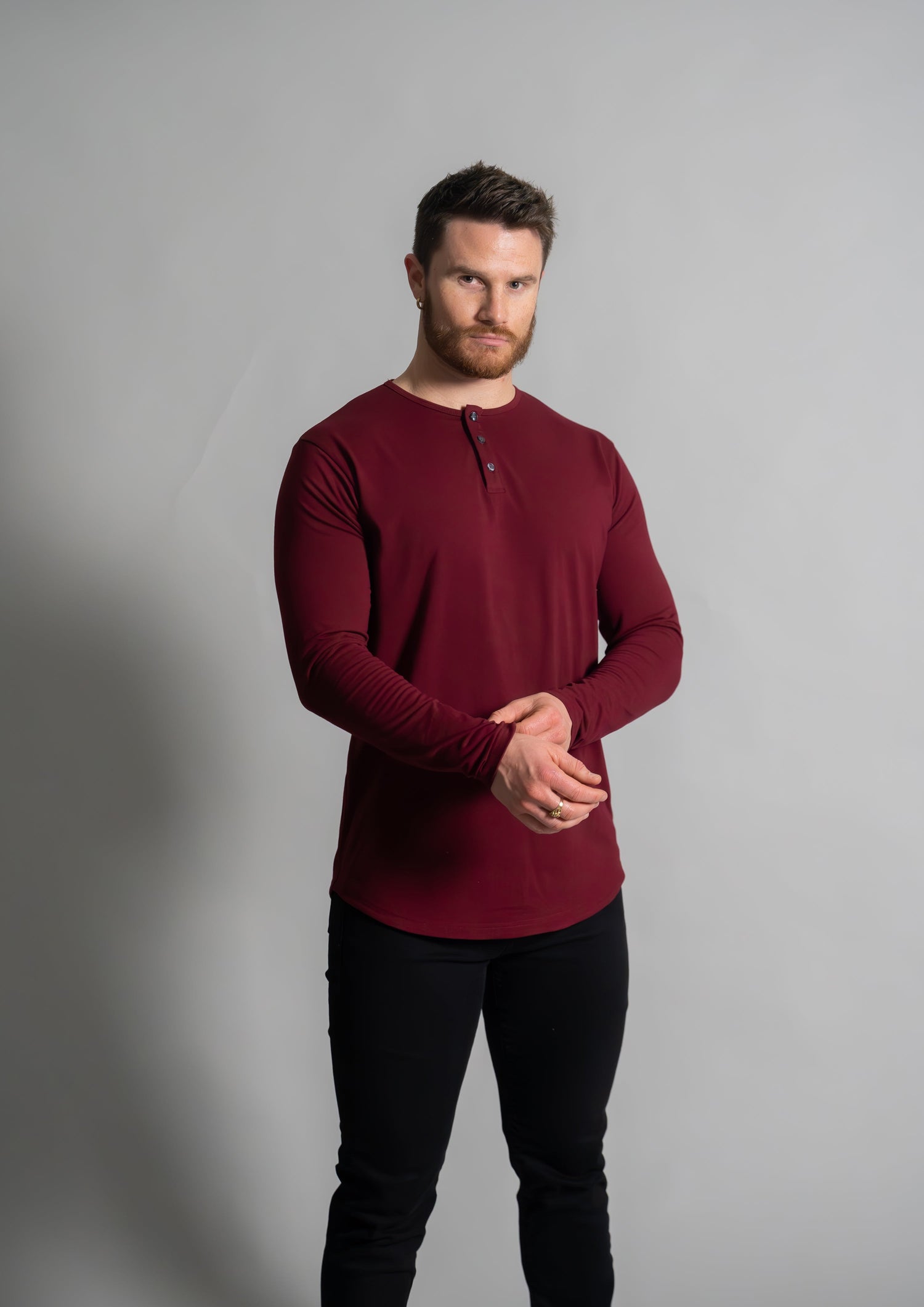 L/S Henley Curved Hem from Ten/10 Apparel