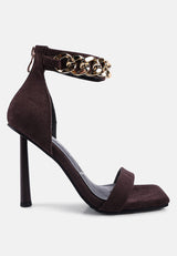Last Sip Micro Suede High Heel Sandals from London Rag International