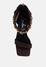 Last Sip Micro Suede High Heel Sandals from London Rag International