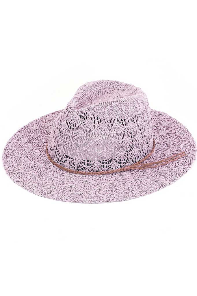 C.C Horseshoe Lace Knitting Trim Band Panama Hat from Madeline Love