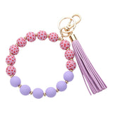 Heart Patterned Beaded Tassel Keychain  Bracelet from Madeline Love