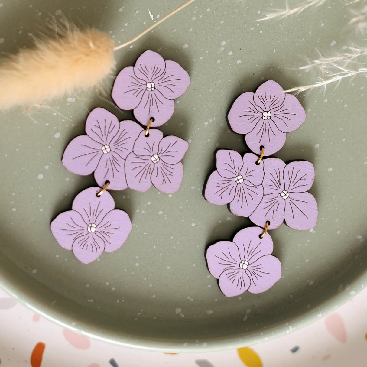 Lavender Hydrangea Statement Earrings from LE CHIC MIAMI