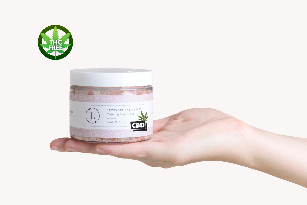 CBD Lavender Natural Bath Salt Soak with CBD. Made with Dead sea, Epsom and Himalayan salts from Lizush