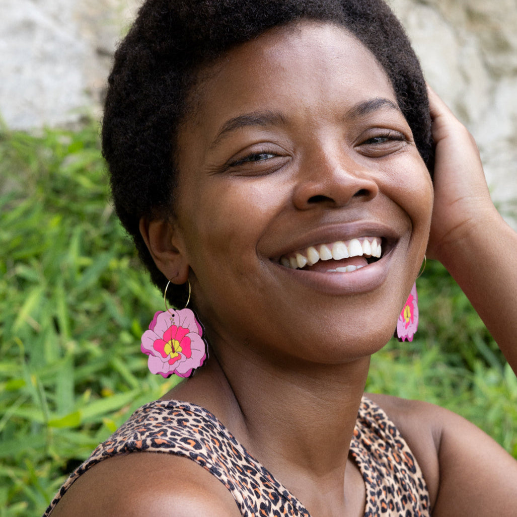 Hibiscus Flower Hoops from LE CHIC MIAMI
