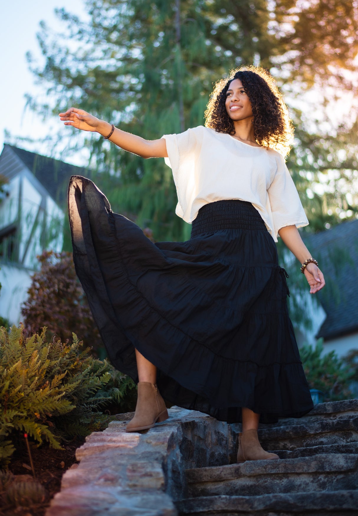 Tiered Pocket Skirt From Cotton Flower Clothing