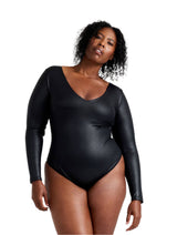 Leather Look Long Sleeve Bodysuit from HeyShape