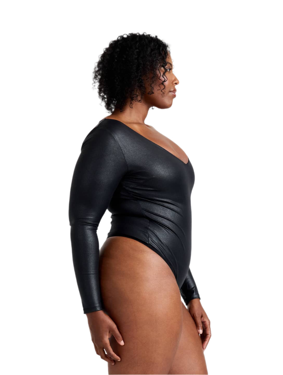 Leather Look Long Sleeve Bodysuit from HeyShape
