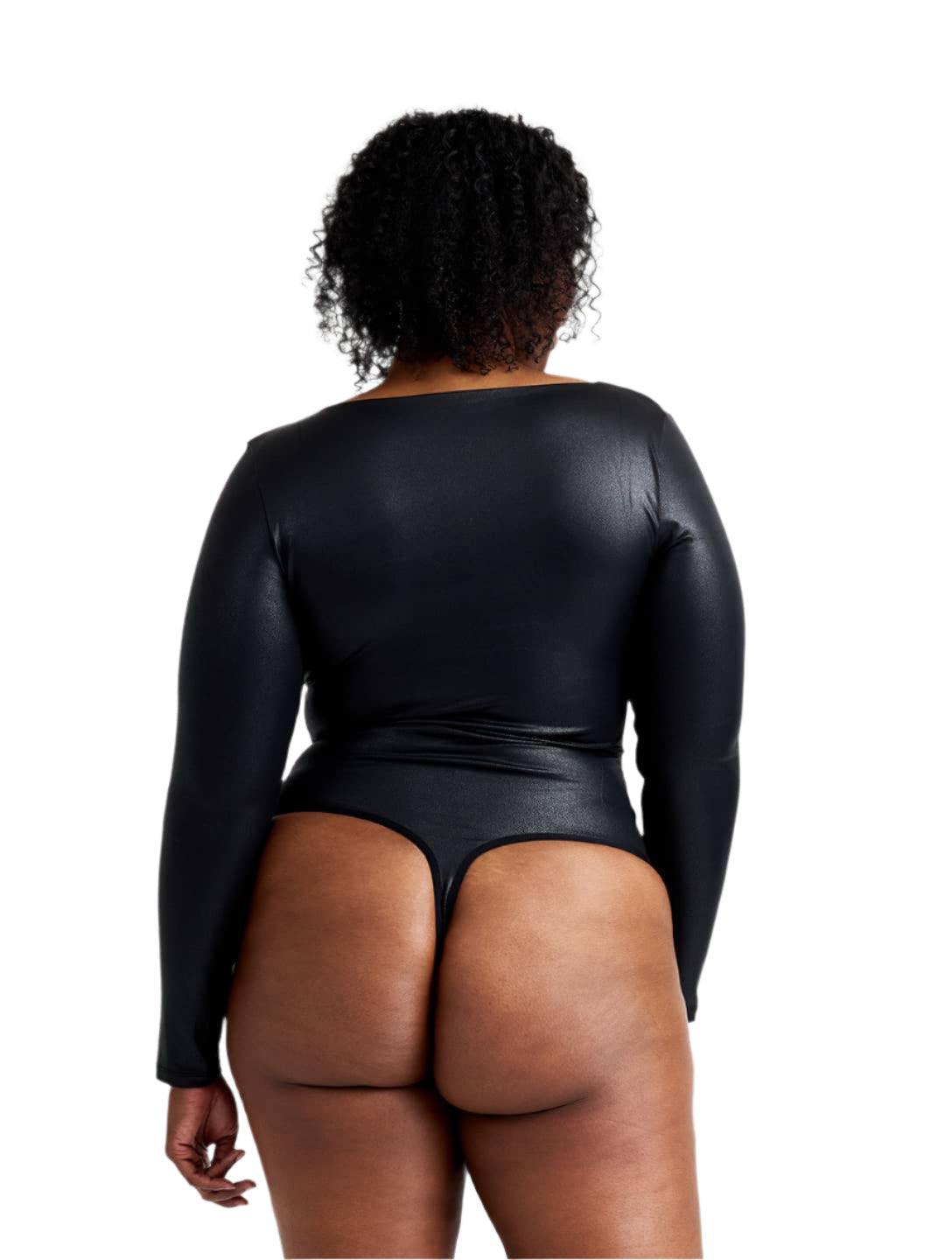 Leather Look Long Sleeve Bodysuit from HeyShape